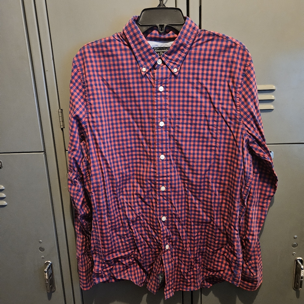 Mens Abercrombie & Fitch Checkered Men's Shirt - Red and Blue Size Large